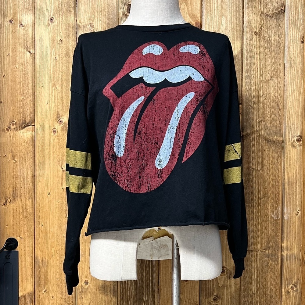 The Rolling Stones Large Long Sleeve Cropped Tshirt Casual Cotton Blend - Picture 3 of 7